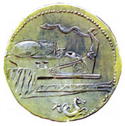 Карфагенская монета из Испании с изображением носа корабля