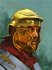 Римский легионер в бронзовом шлеме
