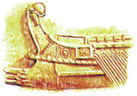 Барельефное изображение корабля с тремя рядами весел