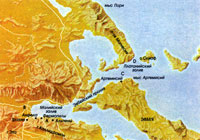 Карта, показывающая расположение сил в битве при Фермопилах
