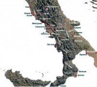 Карта южной Италии