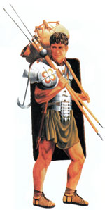 Легионер начала II в. Легионер изображен на походе