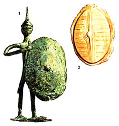 Бронзовая статуэтка и изображение скутума