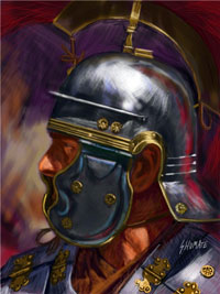 Римский легионер в шлеме с гребнем
