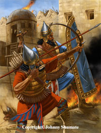 Ассирийские воины штурмуют крепость
