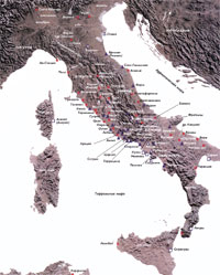Карта Италии и прилежащих островов, VIII - III вв. до н.э.