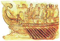 Барельефное изображение военного корабля, обнаруженное в Пренесте