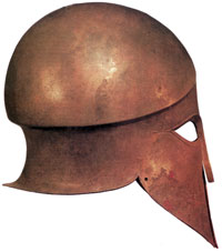 Экземпляр коринфского шлема конца VI в., найденный на Сицилии
