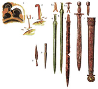 Ранний греческий железный меч и ножны к нему, отделанные костью
