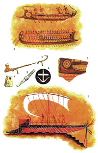 Изображения греческих кораблей на древнейших образчиках росписи ваз