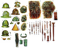 Италийские «горшковые» шлемы VI в. до н.э. Воин с двумя дротиками и скутумом с ребром