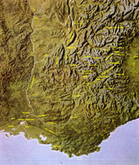 Карта Французских Альп, на которой изображено два пути Геракла — древние, проторенные торговые пути, и маршрут, которым следовал Ганнибал