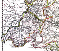 Копия старой карты дельты Роны. Римляне построили через эту болотистую местность виадук