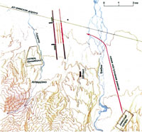 Карта на которой показана позиция карфагенян и римлян при Треббии