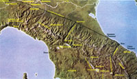 Карта северной Этрурии и долины По, на которой показано расположение римских сил