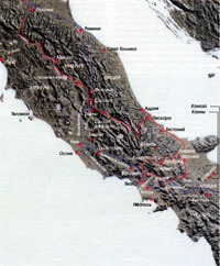 Карта центральной Италии, иллюстрирующая кампанию 217 г. до н.э.