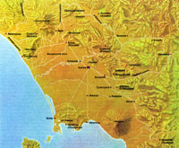 Карта северной Кампании, на которой изображены основные дороги и важнейшие города