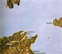 Карта, иллюстрирующая вторжение Сципиона в Африку