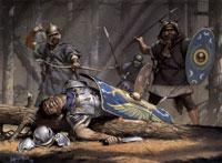 Сражающиеся в лесу солдаты римских вспомогательных частей, 105 г. н.э.